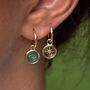 Turquoise Eye Resin Charm Hoop Earrings, thumbnail 4 of 5