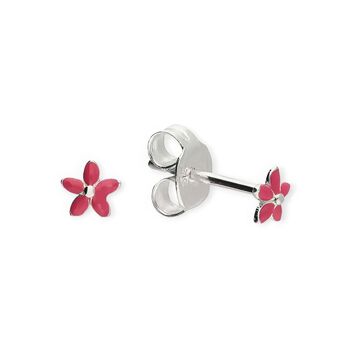 Mini Sterling Silver Pink Flower Stud Earrings, 4 of 8