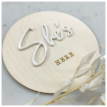 He’s Here / She’s Here Baby Announcement Plaque, 5 of 6