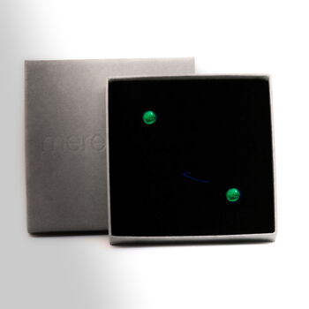 Emerald Green Fused Glass Sterling Silver Stud Earrings, 4 of 9