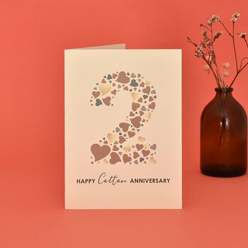 Love Hearts Cotton 2nd Anniversary Card, 3 of 7
