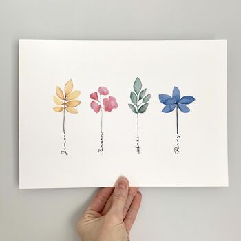 Personalised Family Flower Stem Print, 8 of 10