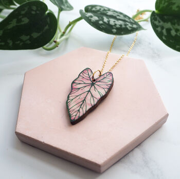Pink Leaf Pendant Necklace, 2 of 4
