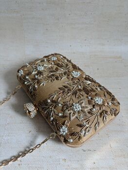 Gold Embroidered Rectangular Clutch Bag, 4 of 11