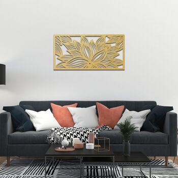 Handcrafted Wooden Wall Art Abstract Floral Motif, 4 of 12