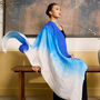 100% Mulberry Silk Scarf, Ombre Royal Blue White In Gift Box, thumbnail 1 of 11