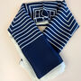 Navy And White Geometric Striped Silky Scarf, thumbnail 1 of 4