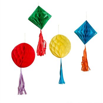 Colourful Honeycombs With Tassels Pack Of Four, 2 of 3