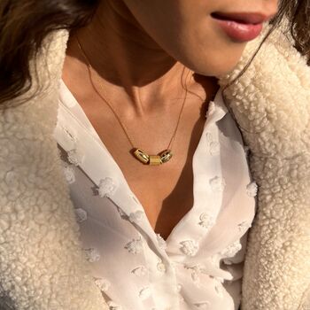 18k Gold Plated Citrine Gemstone Barrel Pendant, 2 of 3