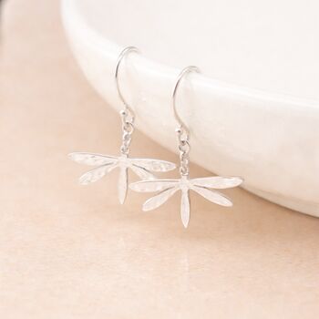 Sterling Silver Hammered Dragonfly Drop Earrings – 25mm X 15mm, 2 of 8