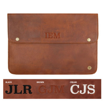 Personalised Brown Leather Oslo Macbook Sleeve/Case, 4 of 6