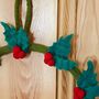 Felt Holly Christmas Wreath, thumbnail 2 of 3