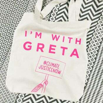 I'm With Greta Recycled Fabric Slogan Tote, 2 of 7