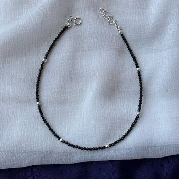 Black Beads Slim Indie Chain Boho Payal Anklet, 3 of 6