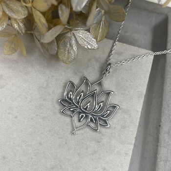 925 Sterling Silver Lotus Necklace, 3 of 7