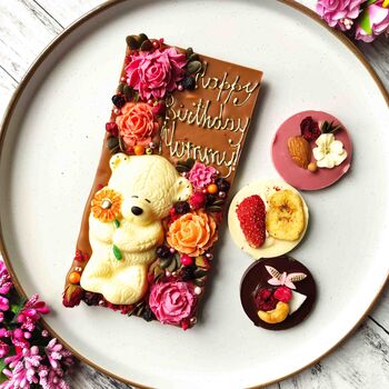 Chocolate Bear And Flowers, Personalised Figure, 7 of 9