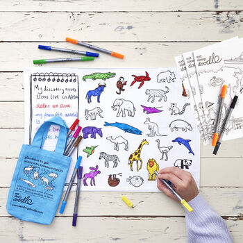 World Map; Animals And Sea Life Placemat Kit +10 Pens, 3 of 5