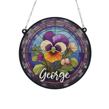 Pansy Personalised Stained Glass Effect Suncatcher, 7 of 7