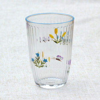 Hand Painted Floral Drinking Glass – Summer Glassware In Orange Or Blue, 7 of 9