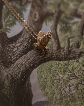 Solid 9ct Gold Flying Owl Pendant, 6 of 7