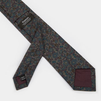 Mens Green And Purple Floral Slim Tie, 6 of 7