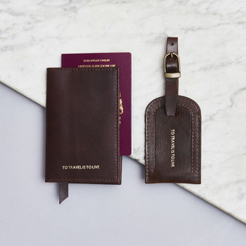 Matching Leather Passport Cover And Luggage Tag Set, 3 of 9