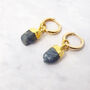 Raw Sapphire September Birthstone Gold Plated Huggies, thumbnail 1 of 4
