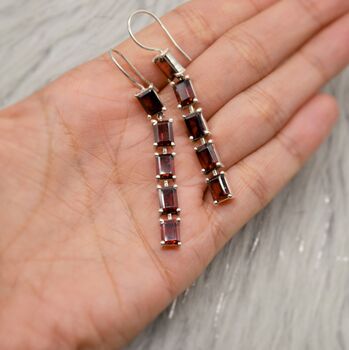 Red Garnet Drop Silver Earrings, 8 of 9