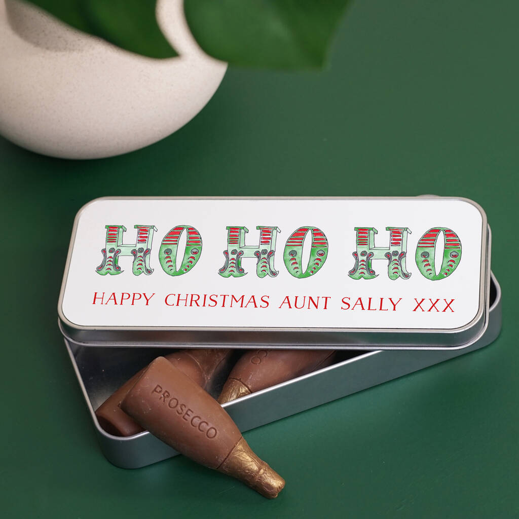 Personalised Christmas Ho Ho Ho Chocolate Tin