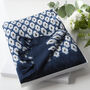 Navy Blue Geometric Print Tassel Soft Scarf, thumbnail 1 of 10