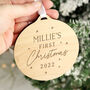 Personalised Baby's First Christmas Wooden Decoration, thumbnail 1 of 2