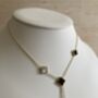 Double Sided Clover Long Necklace White Black, thumbnail 4 of 10