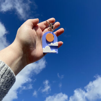 Arch Keyring With Moon And Star Or Sun And Cloud Design, 3 of 5