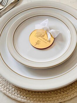 Luxury Mirrored Gold Silver Script Circle Place Setting, 8 of 12