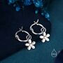 Sterling Silver Daisy Dangle Drop Huggie Hoop, thumbnail 1 of 12