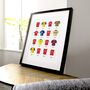 Arsenal Classic Retro Football Kits Team Print, thumbnail 2 of 4