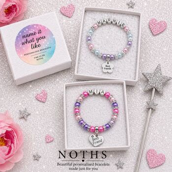 Personalised Best Friend Bracelet Custom Name Friendship Gift For Bestie, 2 of 12