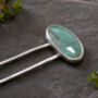 Natural Emerald Hair Pin In Solid Sterling Silver, thumbnail 3 of 3