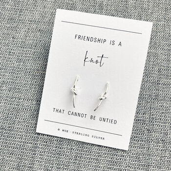 Friendship Knot Bar Silver Earrings, 4 of 4