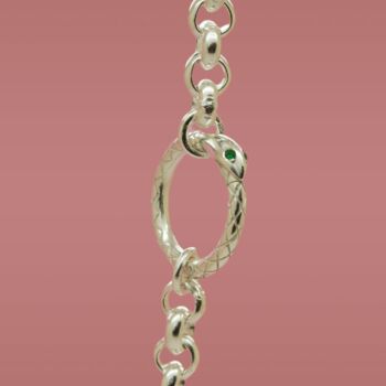 Charm Chain Necklace With Gemstone Eyed Serpent Lock, 8 of 9
