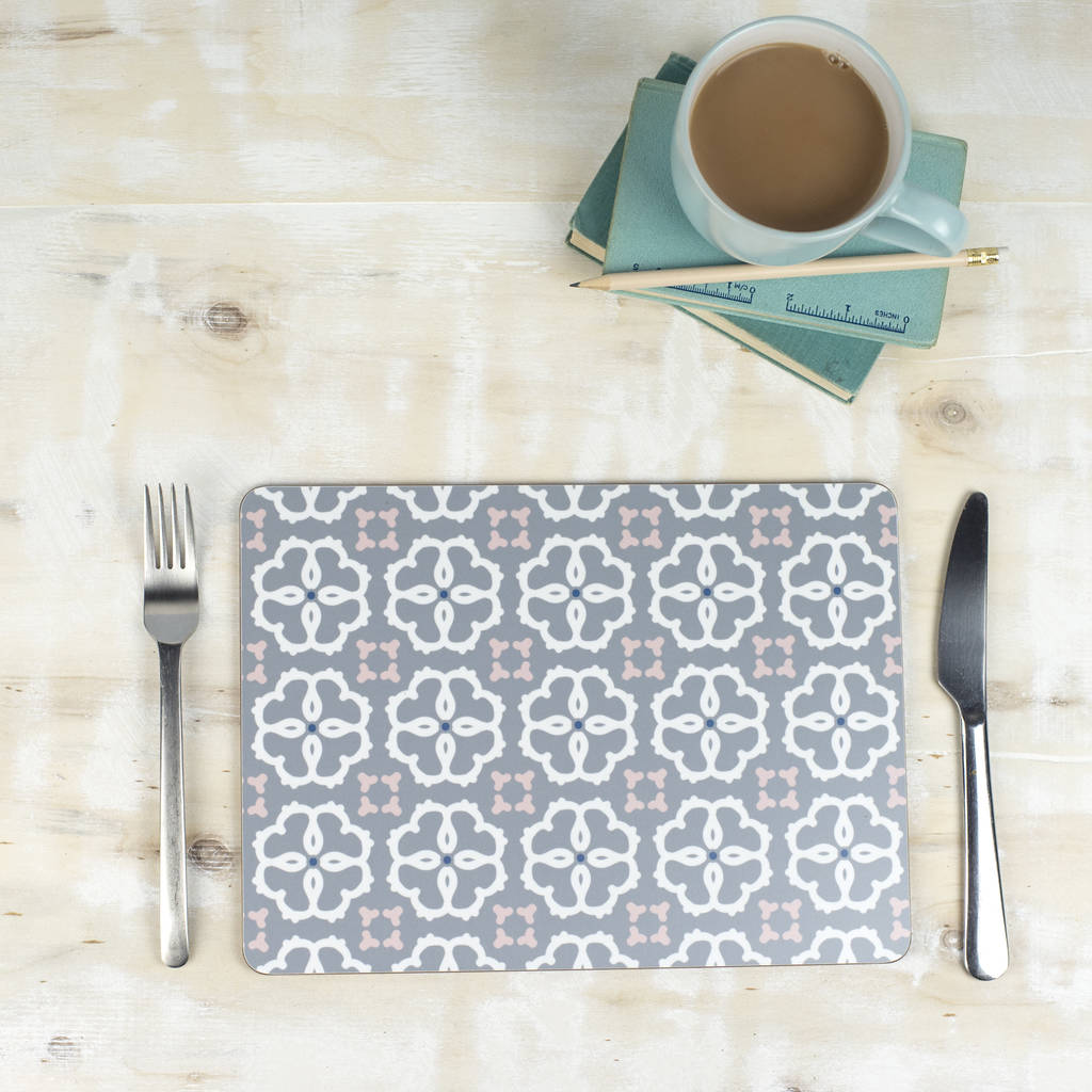 Ines Placemat, Grey Geometric Tablemat By Grace & Favour Home