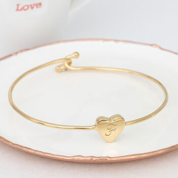 18ct Gold Plated Or Silver Personalised Heart Bangle, 2 of 6