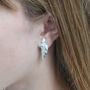 Handmade Textured Sterling Silver Leaf Earrings, thumbnail 2 of 9