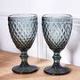 Set Of Four Vintage Embossed Coloured Wine Glasses, thumbnail 7 of 11
