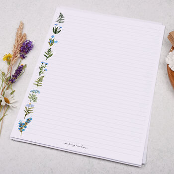 A4 Letter Writing Paper With Blue Flowers And Ferns, 3 of 4