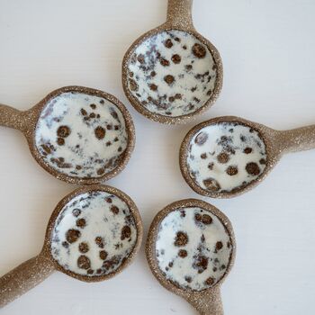 Handmade Pottery Brown/ Cream Textural Spoon, 4 of 8