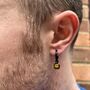 Gold Plated Tigers Eye Dangle Hoop Earring For Men, thumbnail 5 of 11