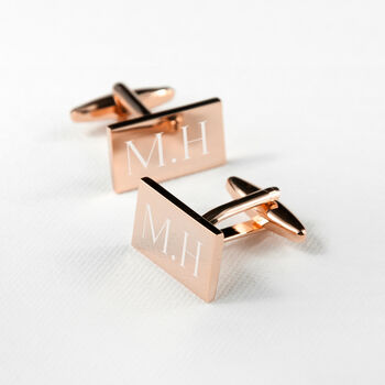 Personalised Rectangle Rose Gold Plated Cufflinks, 3 of 7