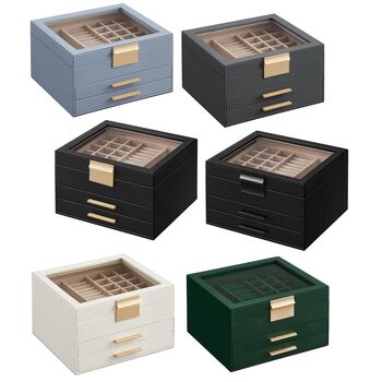 Three Layer Jewellery Organiser Box Case With Drawers, 11 of 12