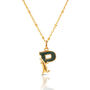 Gold Plated P Initial Necklace With Green Marble, thumbnail 1 of 6